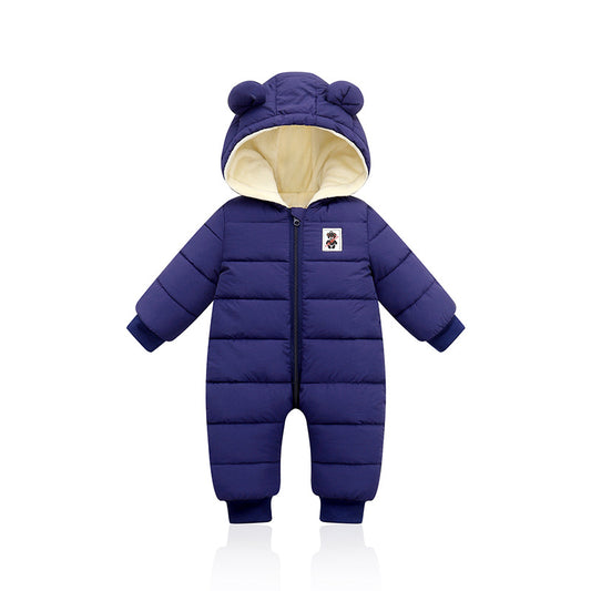 Suitable For Height 90cm Dark Blue Baby & Toddler Hooded Padded Snowsuit - Fleece Lined Winter Romper Outerwear