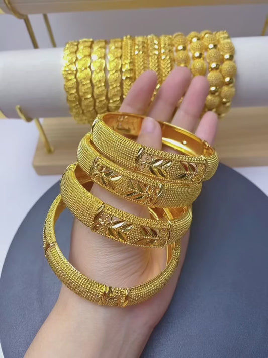 Luxury Dubai 24K Gold Color Bangles For Women